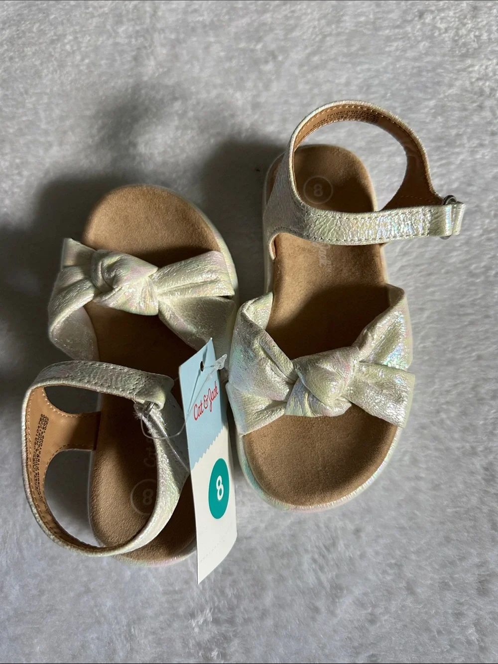 Kids Iridescent Bow Sandals - Size 8